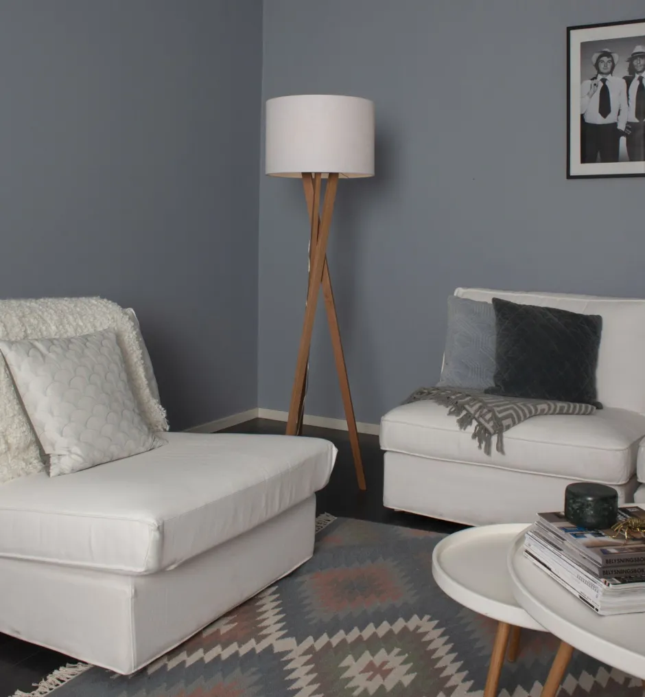 Wohnzimmerlampen|Stofflampen*By Rydéns Stehlampe Holz Stoff E27 160 cm Dreibein Eiche Weiß