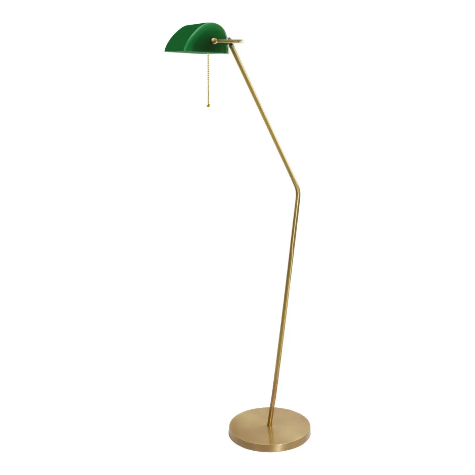 Giovanni Battista Stehlampe in Bronze hell Grün E27 146 cm Echt-Messing Glas< Badezimmer Lampe|Bürolampen