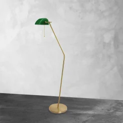 Giovanni Battista Stehlampe in Bronze hell Grün E27 146 cm Echt-Messing Glas< Badezimmer Lampe|Bürolampen