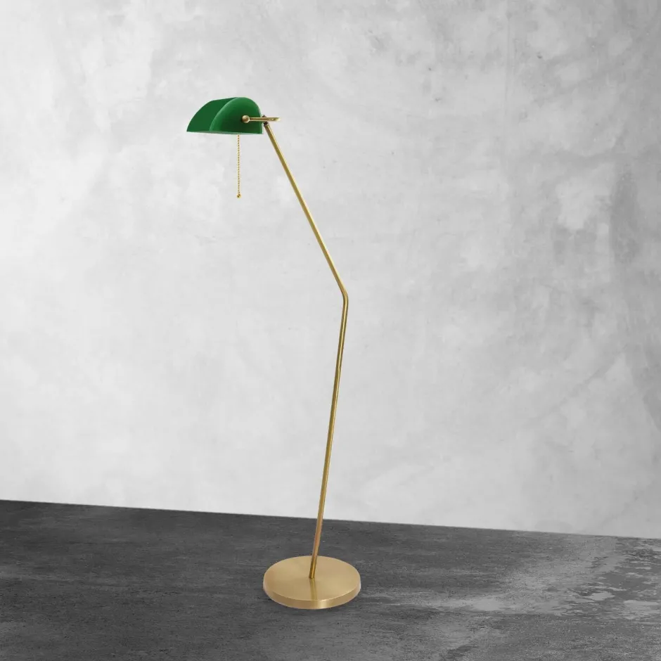 Giovanni Battista Stehlampe in Bronze hell Grün E27 146 cm Echt-Messing Glas< Badezimmer Lampe|Bürolampen