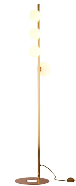 Bürolampen|Kugellampen*Jupiter Stehlampe in Gold Weiß aus Messing Glas 151 cm Modern