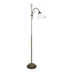 Giovanni Battista Stehlampe Keramik Messing 130 cm in Bronze Antik Weiß E27< Messinglampen|Rustikale Lampen