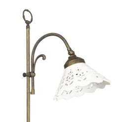 Giovanni Battista Stehlampe Keramik Messing 130 cm in Bronze Antik Weiß E27< Messinglampen|Rustikale Lampen