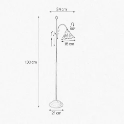 Giovanni Battista Stehlampe Keramik Messing 130 cm in Bronze Antik Weiß E27< Messinglampen|Rustikale Lampen