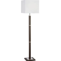 Bürolampen|Holzlampen*Searchlight Stehlampe klein 147 cm Braun Weiß Metall Stoffschirm E27