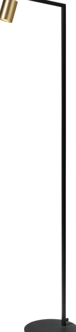 Masterlight Stehlampe klein 135 cm Schwarz Gold verstellbar Metall< Wohnzimmerlampen|Stehlampen