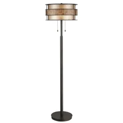 Moderne Lampen|Designerlampen*Elstead Stehlampe LARA Mica Glas Metall 1,52m Ø40cm Leuchte