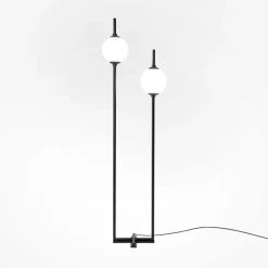 Led Lampen|Kugellampen*Maytoni Stehlampe LED Metall Glas 150 cm Schwarz Weiß 750 lm