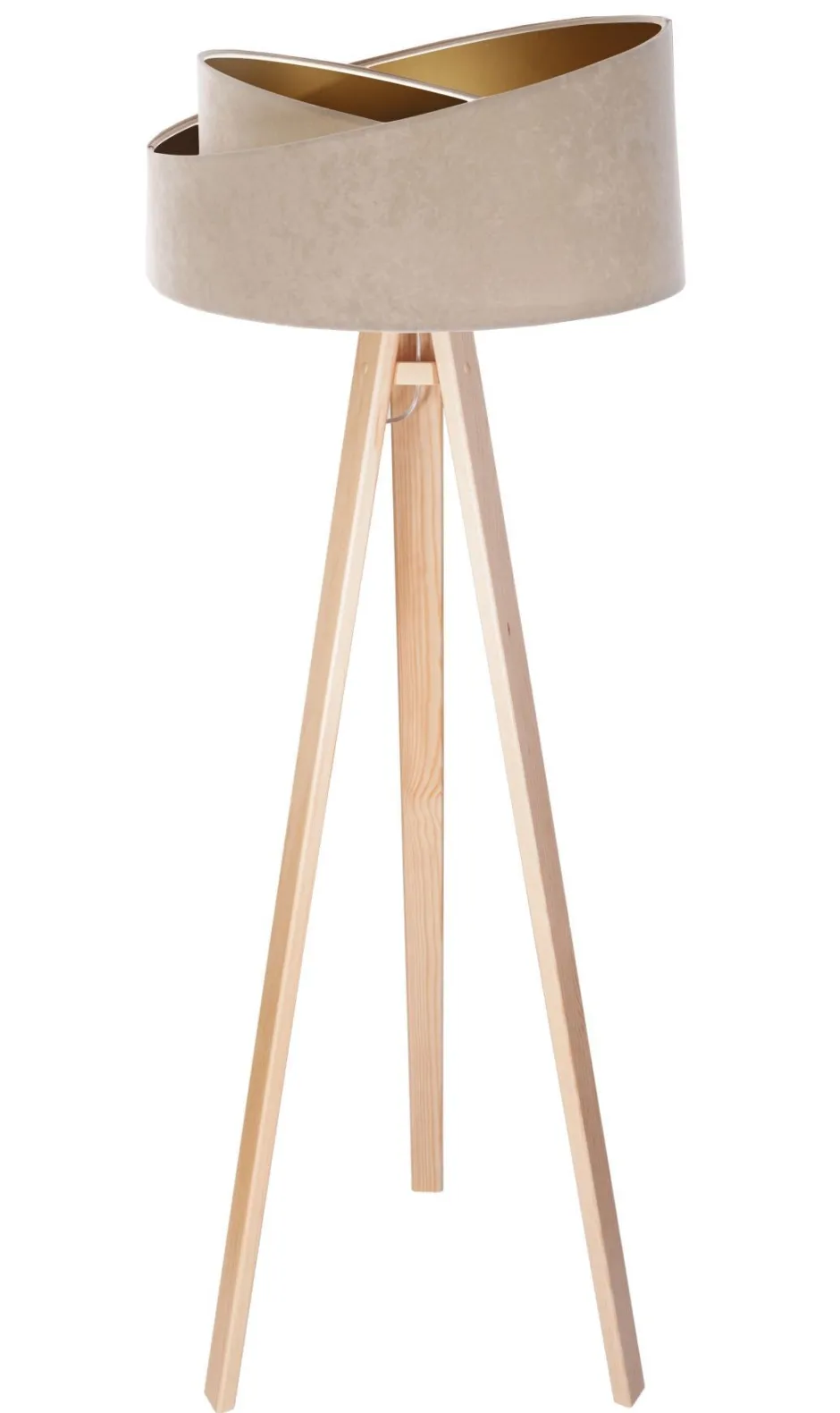 BPS Koncept Stehlampe MANDAN Beige Gold Dreibein 145cm Wohnzimmer< Moderne Lampen|Holzlampen