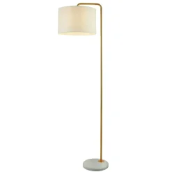 Bürolampen|Rustikale Lampen*Searchlight Stehlampe Marmor Sockel 155 cm klein Gold Antik Weiß E27