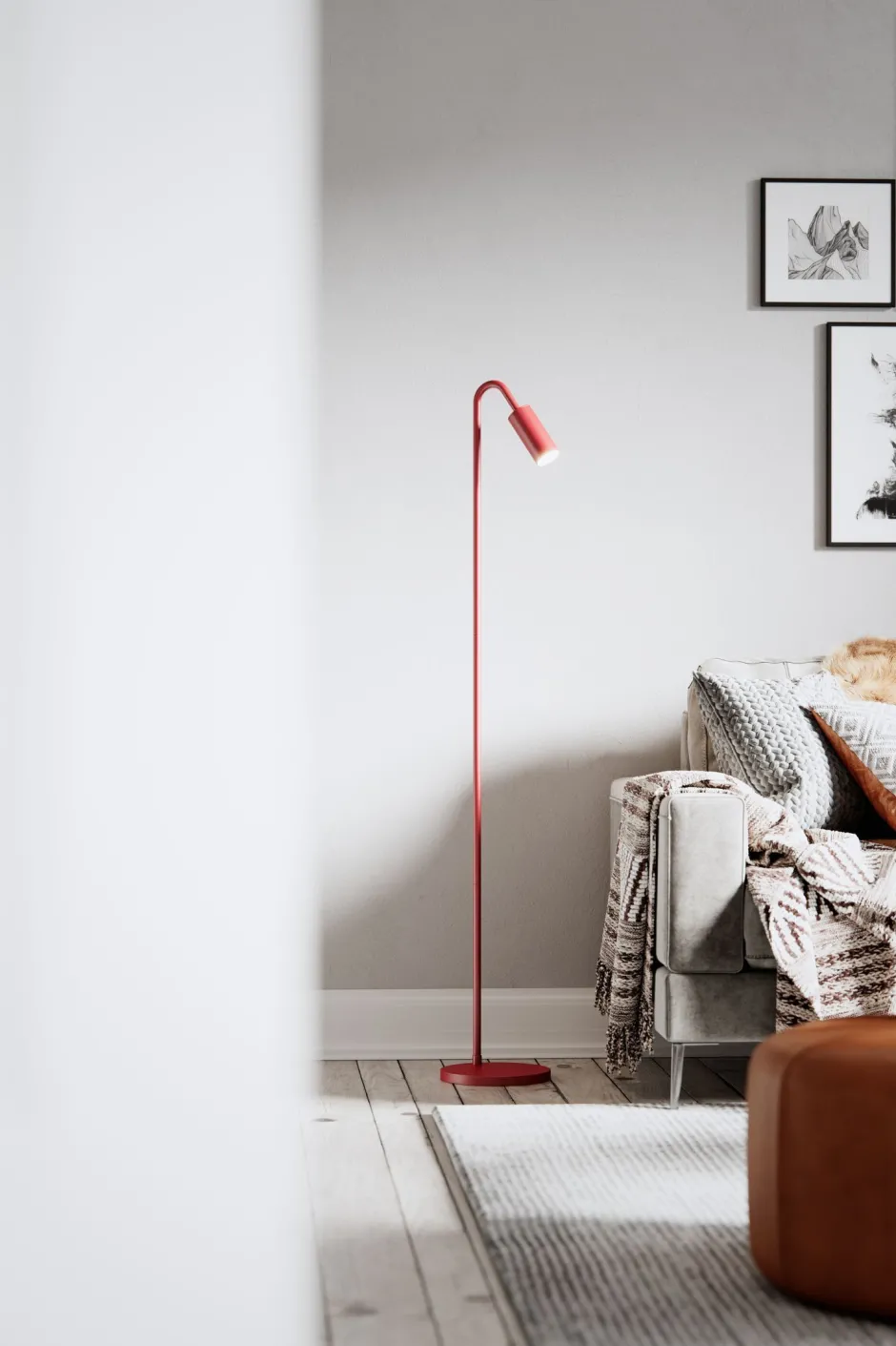 Wohnzimmerlampen|Metall Lampen*By Rydéns Stehlampe Metall 146 cm Dunkelrot GU10 Retro Design