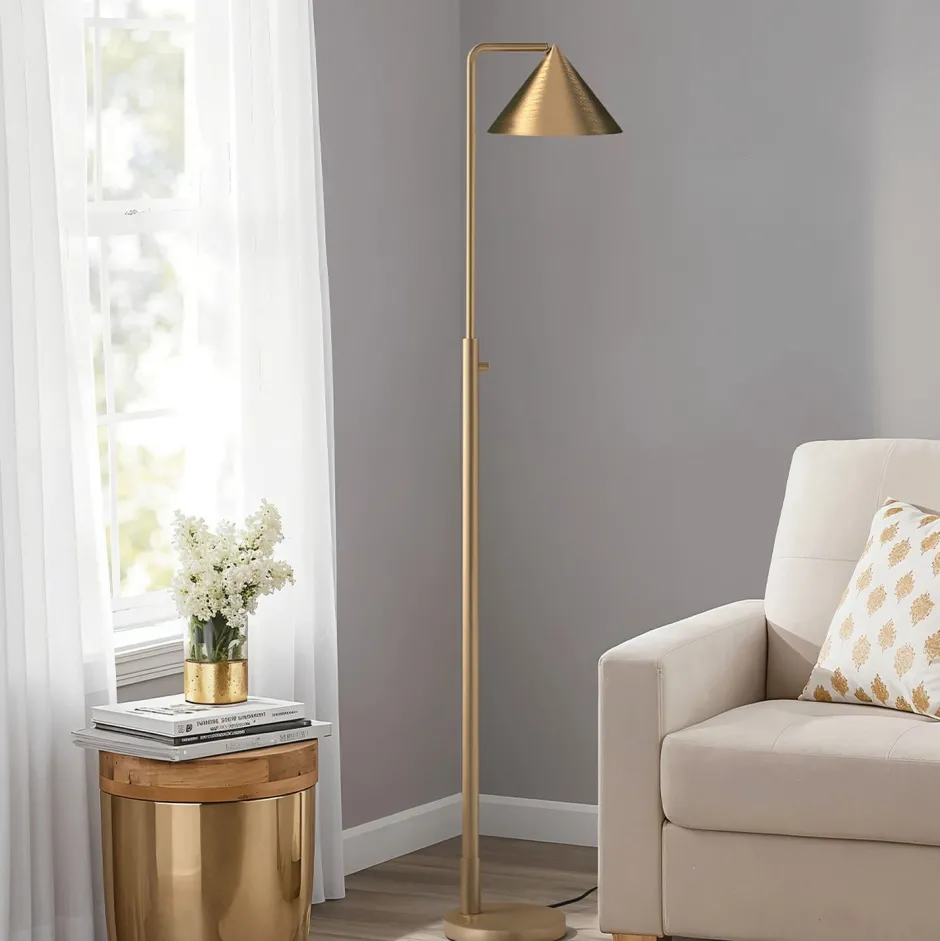 Elstead Stehlampe Metall 148,8 cm hoch in Gold E27 Dimmer Schalter< Metall Lampen|Stehlampen