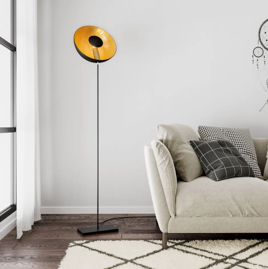 Wohnzimmerlampen|Metall Lampen*By Rydéns Stehlampe Metall 171 cm in Schwarz Gold E27 ANJA