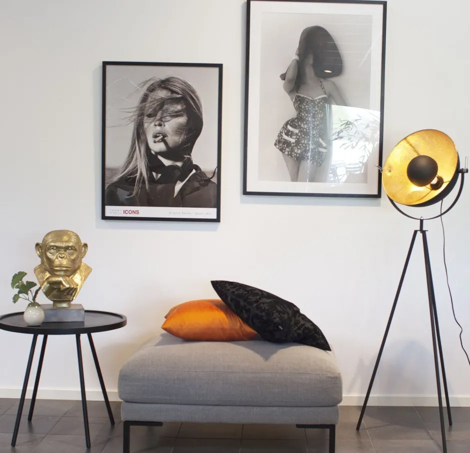 By Rydéns Stehlampe Metall 145 cm in Schwarz Gold E27 Dreibein< Metall Lampen|Retro Lampen