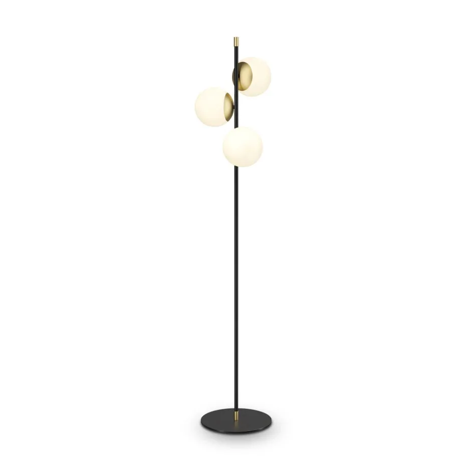 Maytoni Stehlampe Metall Glas 150 cm hoch in Gold Weiß Schwarz< Kugellampen|Glaslampen
