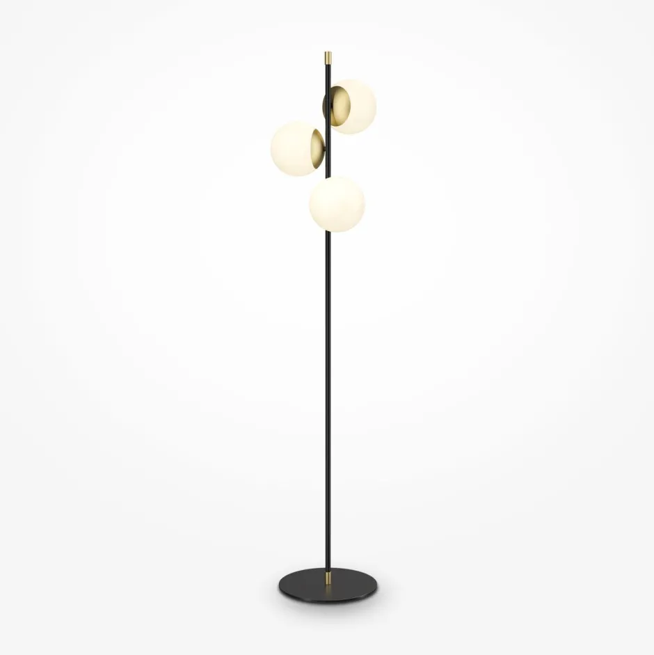 Maytoni Stehlampe Metall Glas 150 cm hoch in Gold Weiß Schwarz< Kugellampen|Glaslampen