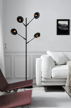 Wohnzimmerlampen|Metall Lampen*By Rydéns Stehlampe Metall Glas 175,5 cm hoch in Schwarz Gold G9