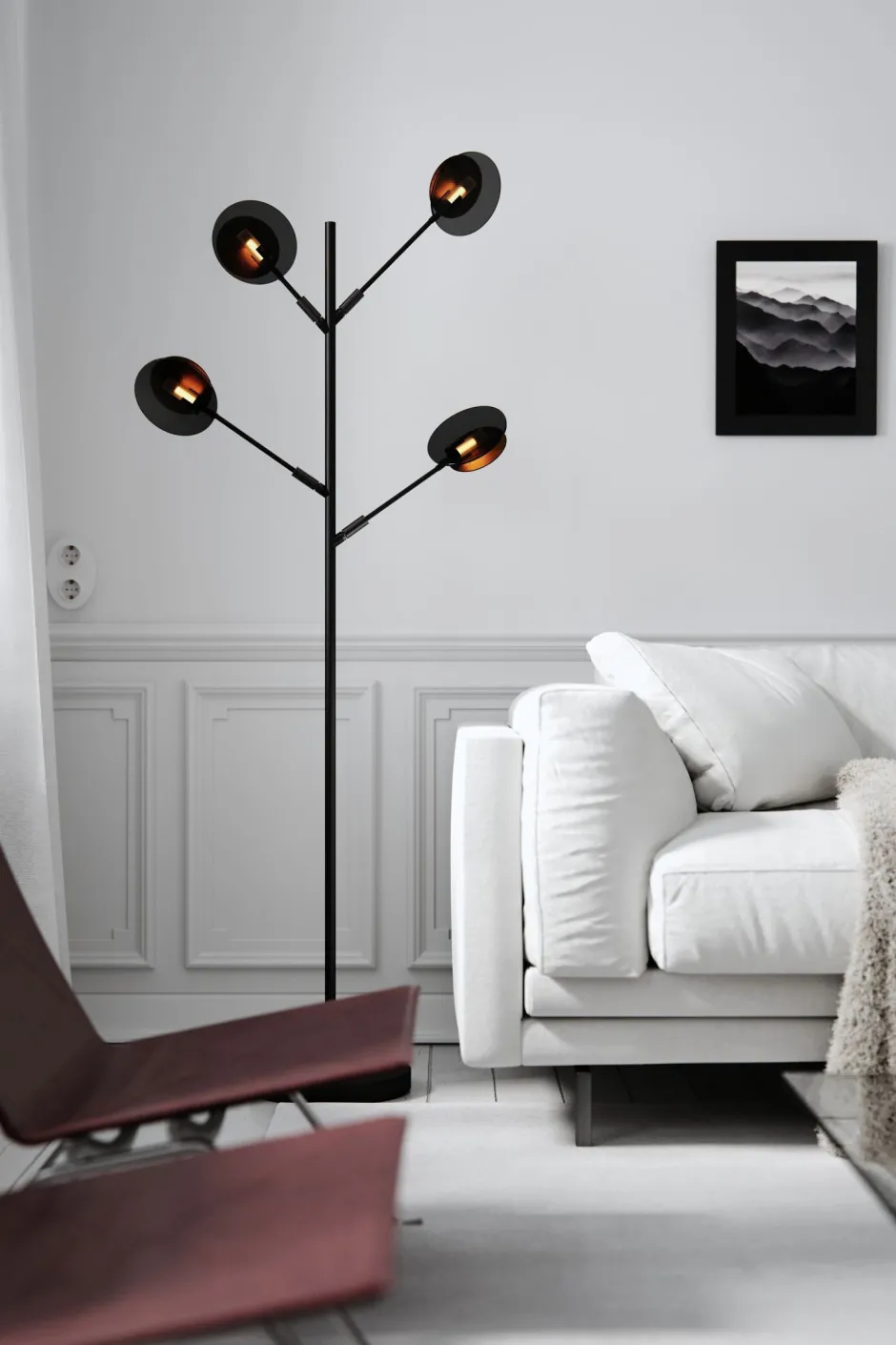 Wohnzimmerlampen|Metall Lampen*By Rydéns Stehlampe Metall Glas 175,5 cm hoch in Schwarz Gold G9