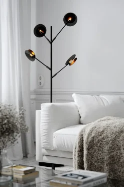 Wohnzimmerlampen|Metall Lampen*By Rydéns Stehlampe Metall Glas 175,5 cm hoch in Schwarz Gold G9