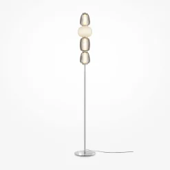 Led Lampen|Designerlampen*Maytoni Stehlampe Metall Glas LED 165,5 cm hoch Chrom Weiß Grau