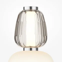 Led Lampen|Designerlampen*Maytoni Stehlampe Metall Glas LED 165,5 cm hoch Chrom Weiß Grau