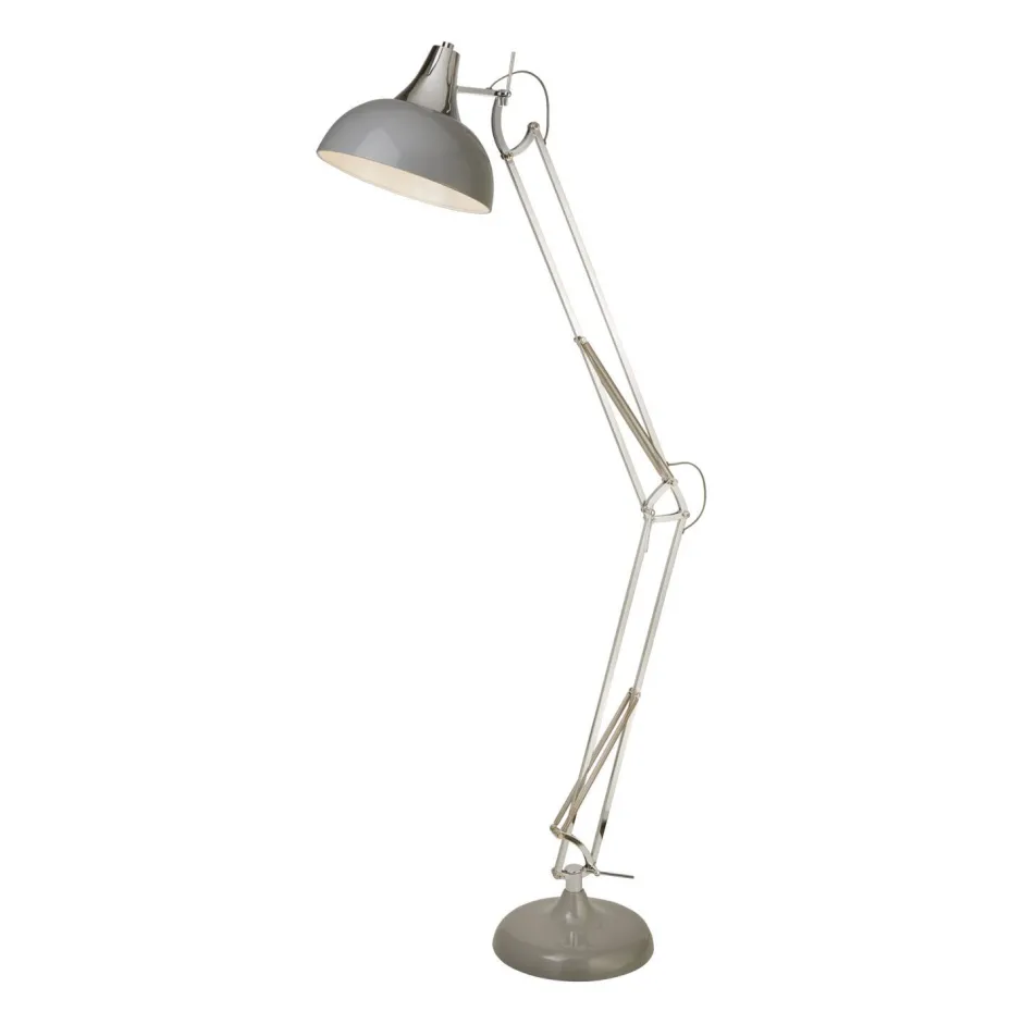 Searchlight Stehlampe Metall H: max. 170 cm verstellbar Grau E27< Wandleuchten|Bürolampen