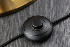 Invicta Interior Stehlampe Metall Nylon Gold Schwarz E27 160 cm elegant< Bürolampen|Stehlampen