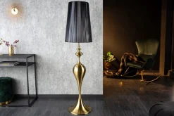 Invicta Interior Stehlampe Metall Nylon Gold Schwarz E27 160 cm elegant< Bürolampen|Stehlampen