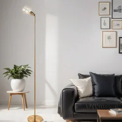 Retro Lampen|Wohnzimmerlampen*Easylight Stehlampe Metall Retro verstellbar in Messing 187 cm