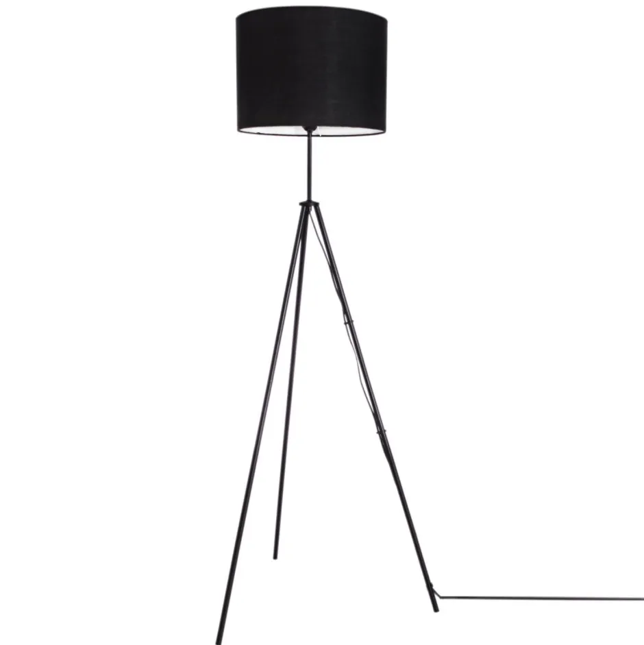 By Rydéns Stehlampe Metall Stoff 145 cm hoch Dreibein Schwarz E27< Wohnzimmerlampen|Stofflampen