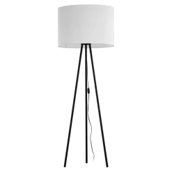 Stofflampen|Moderne Lampen*TK Lighting Stehlampe Metall Stoff 165 cm Dreibein Schwarz Weiß E27