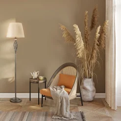 Wohnzimmerlampen|Stofflampen*Maytoni Stehlampe Metall Stoff E14 165 cm rund Klassisch LILJA