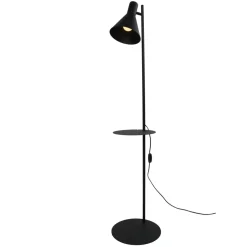 TK Lighting Stehlampe mit Ablage E27 verstellbarer Schirm Schwarz 138 cm< Wohnzimmerlampen|Metall Lampen