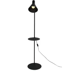 TK Lighting Stehlampe mit Ablage E27 verstellbarer Schirm Schwarz 138 cm< Wohnzimmerlampen|Metall Lampen