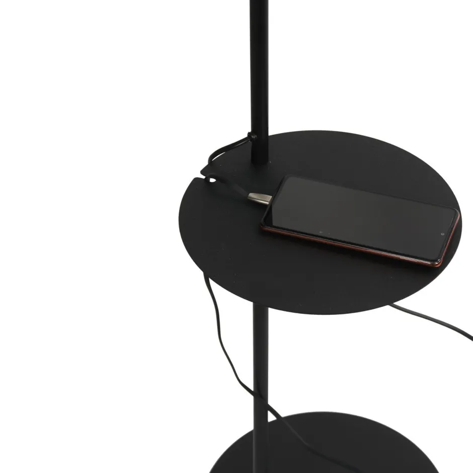 Stofflampen|Wohnzimmerlampen*TK Lighting Stehlampe mit Ablage Metall Stoff 170 cm hoch E27