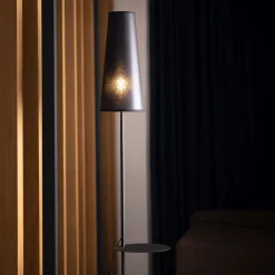 Stofflampen|Wohnzimmerlampen*TK Lighting Stehlampe mit Ablage Metall Stoff 170 cm hoch E27