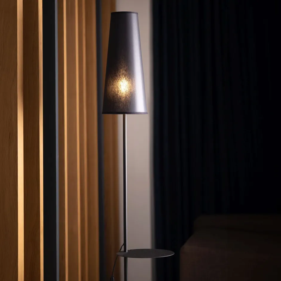 Stofflampen|Wohnzimmerlampen*TK Lighting Stehlampe mit Ablage Metall Stoff 170 cm hoch E27