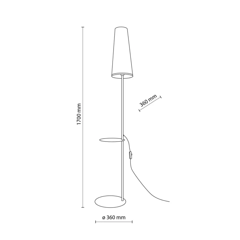Stofflampen|Wohnzimmerlampen*TK Lighting Stehlampe mit Ablage Metall Stoff 170 cm hoch E27