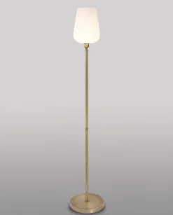 Glaslampen|Metall Lampen*Giovanni Battista Stehlampe mit Glasschirm Echt-Messing Wohnzimmer