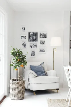 Stofflampen|Stehlampen*By Rydéns Stehlampe mit Leselampe 157 cm E27 + LED Messing Weiß