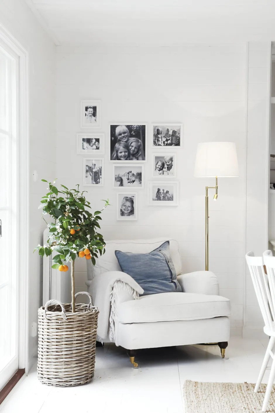 Stofflampen|Stehlampen*By Rydéns Stehlampe mit Leselampe 157 cm E27 + LED Messing Weiß