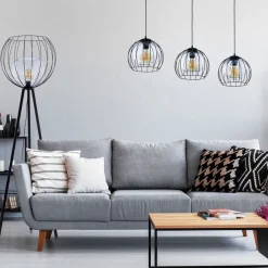 TK Lighting Stehlampe Modern 179 cm hoch Metall Glas Dreibein< Kugellampen|Moderne Lampen