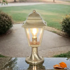 Rustikale Lampen|Metall Lampen*Lido Stehlampe PAXI Messing H:39cm Rustikal Garten Weg