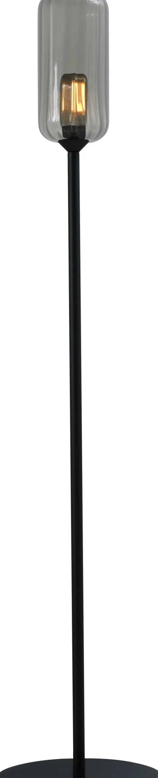 Masterlight Stehlampe Schwarz 165 cm E27 Rauchglas Metall< Glaslampen|Stehlampen