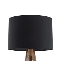 TK Lighting Stehlampe Schwarz 145 cm hoch Dreibein Holz Stoff E27< Bürolampen|Lampen Aus Aller Welt