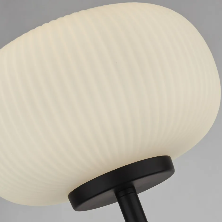 Searchlight Stehlampe Schwarz Weiß E27 160 cm Glas Metall RAMIREZ< Bürolampen|Glaslampen