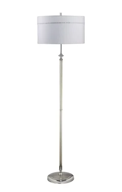Moderne Lampen|Stofflampen*Jupiter Stehlampe Stoff Hellgrau Chrom 166cm Leuchte UMNU