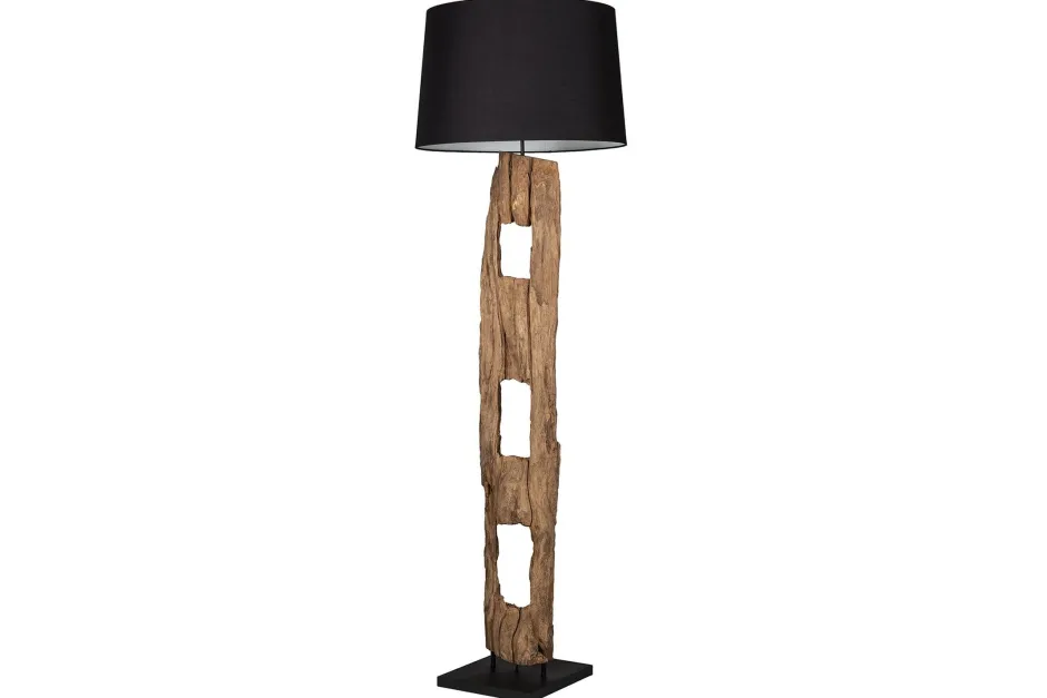 Invicta Interior Stehlampe Stoff Holz 177cm hoch blendarm in Schwarz< Bürolampen|Stofflampen