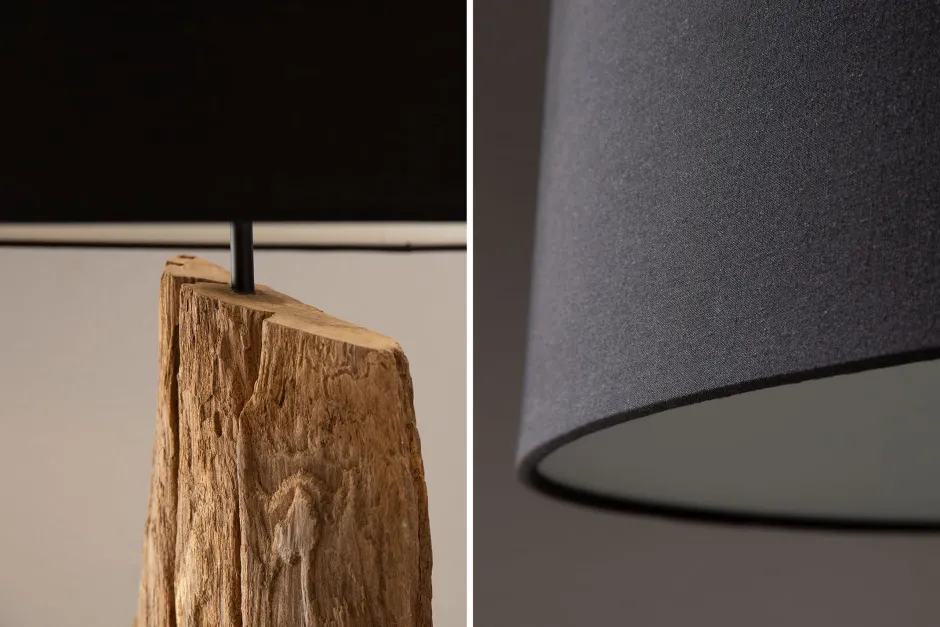 Invicta Interior Stehlampe Stoff Holz 177cm hoch blendarm in Schwarz< Bürolampen|Stofflampen