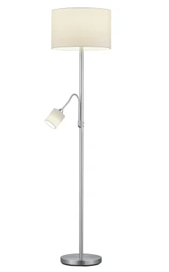 Wohnzimmerlampen|Stofflampen*Trio Reality Stehlampe Stoff Metall 170 cm hoch E27 E14 Nickel Weiß